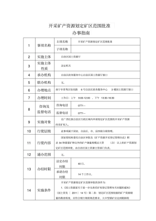 开采矿产资源划定矿区范围批准