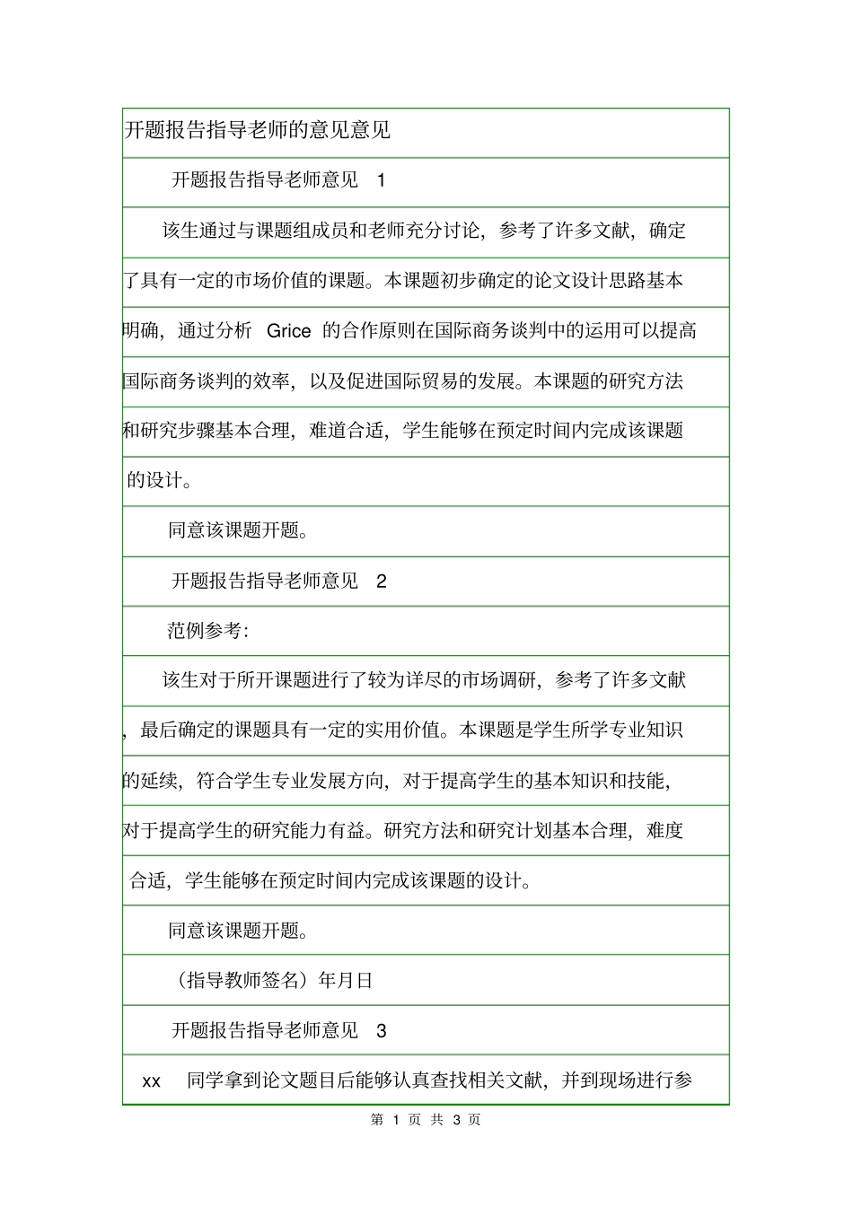 开题报告指导老师的意见意见_第1页