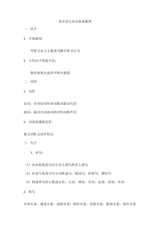 高中语文知识体系梳理