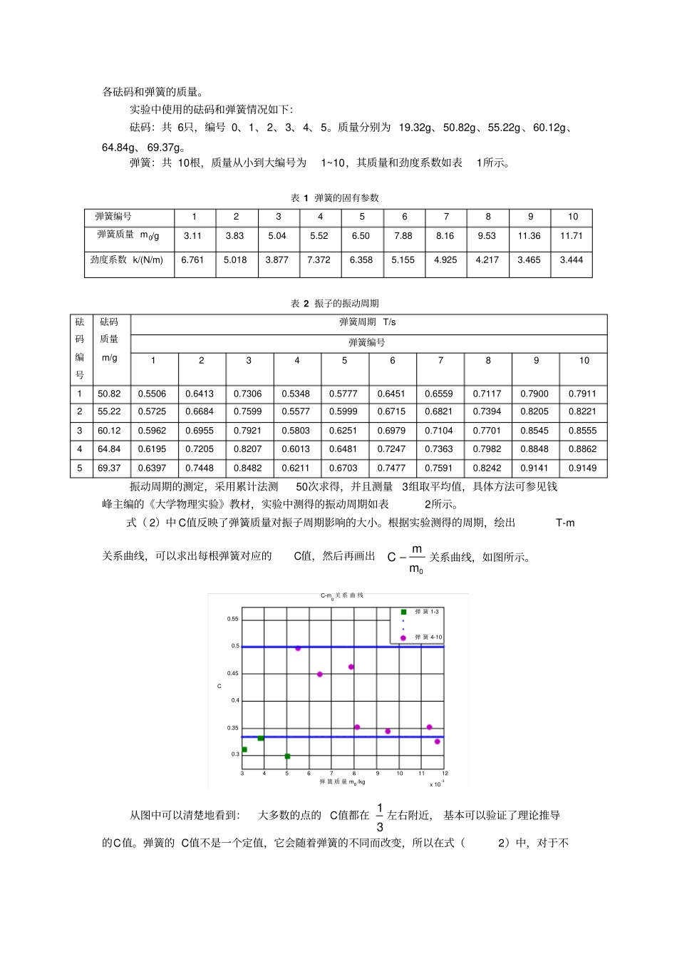 弹簧质量与弹簧振子振动周期关系的探讨_第3页