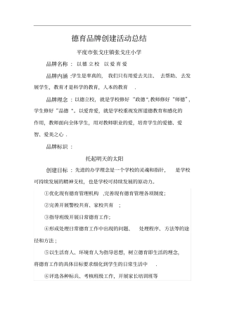 德育品牌创建总结