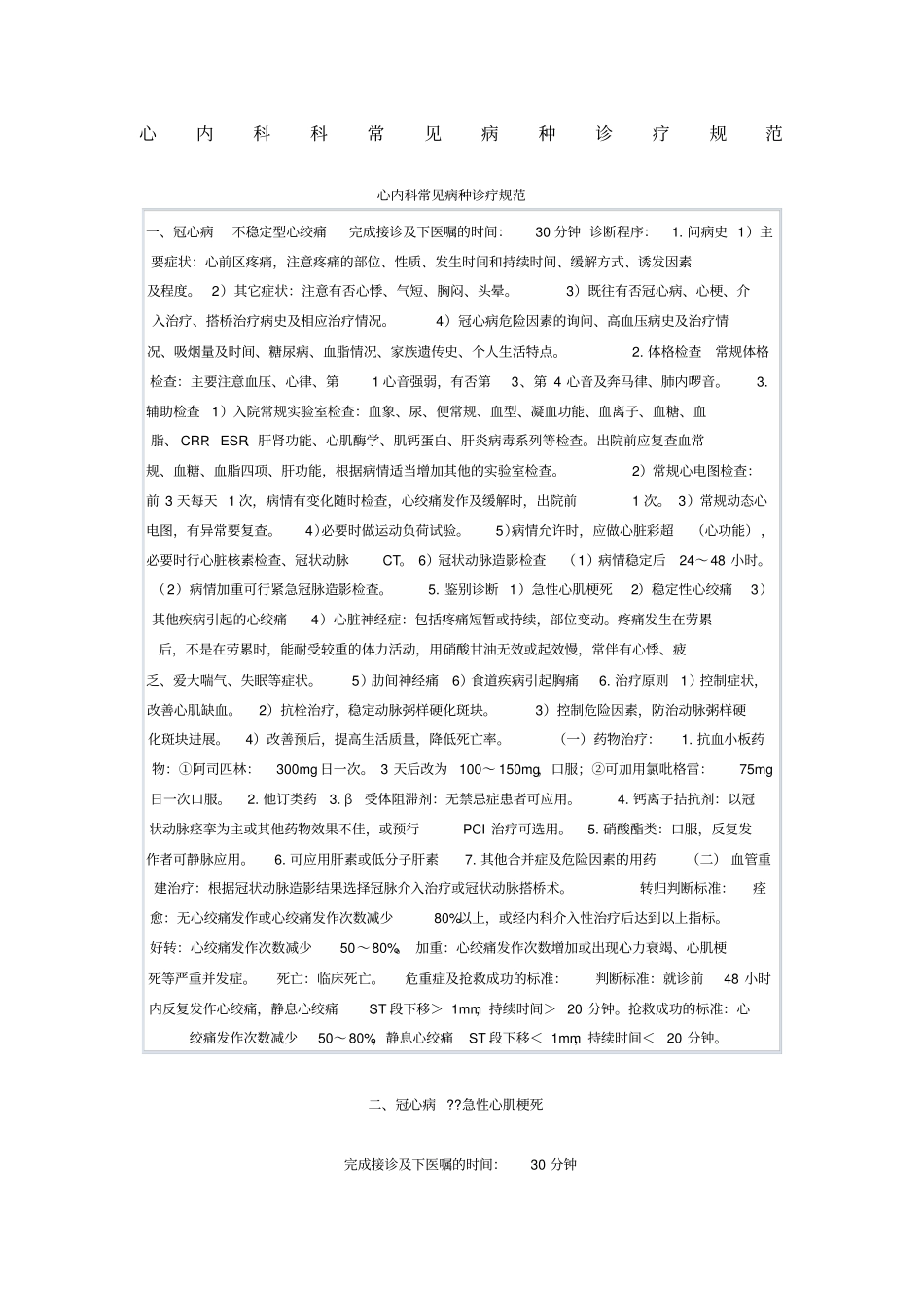 心内科科常见病种诊疗规范_第1页