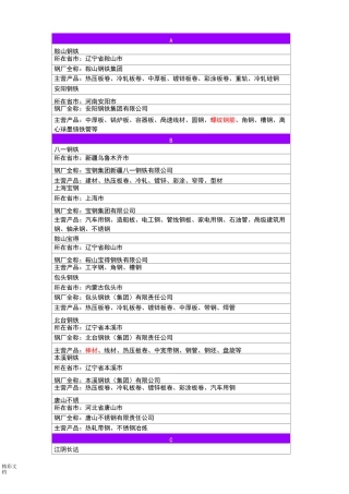 中国钢厂分布表