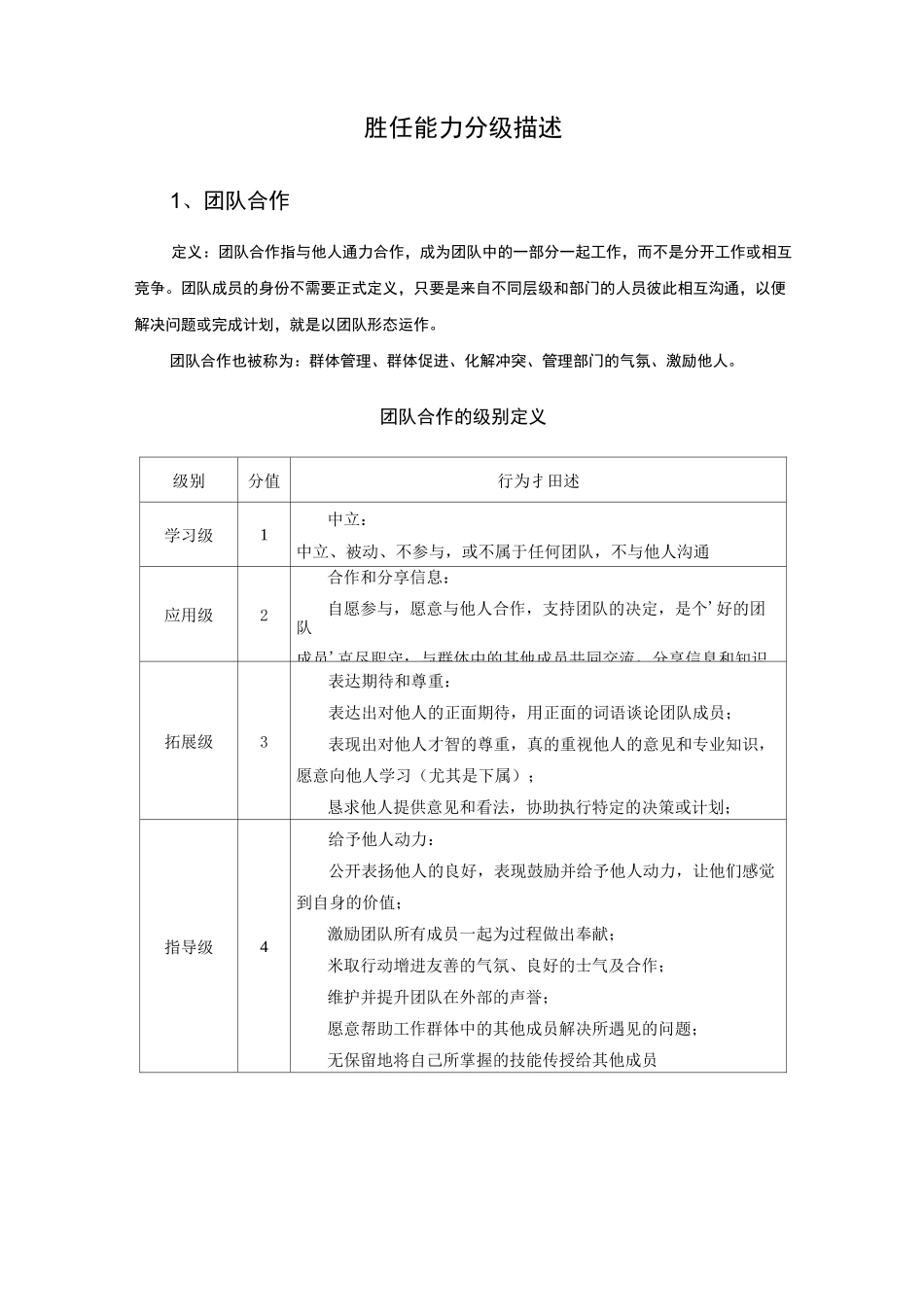 核心和通用胜任力等级描述_第2页