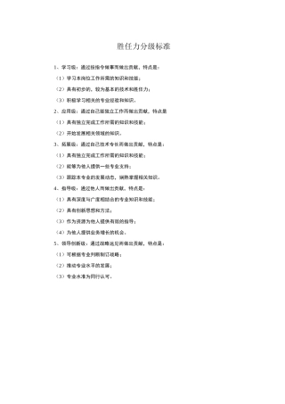 核心和通用胜任力等级描述
