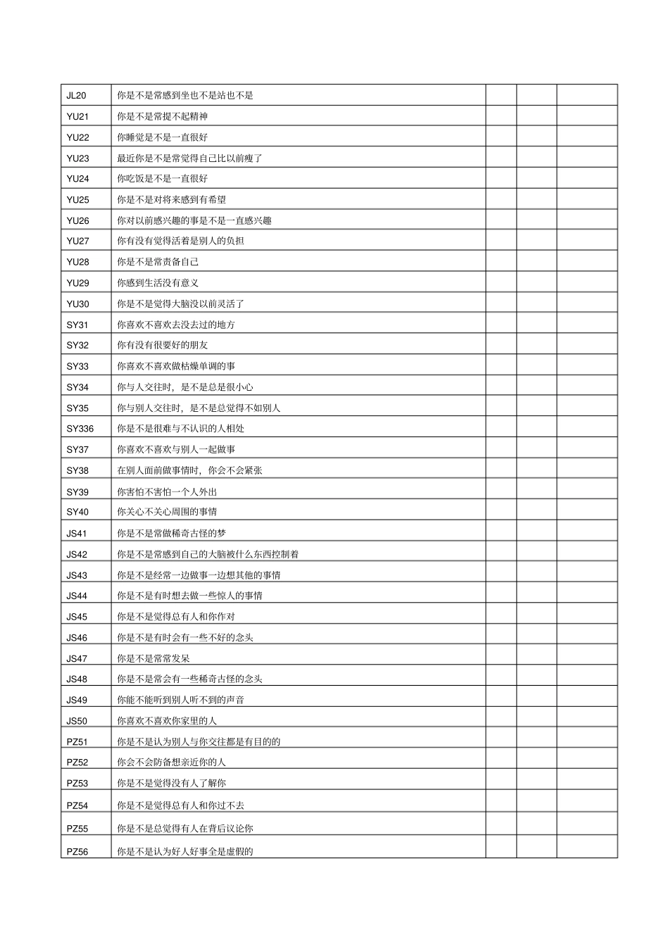 心理行为认知WXRX量表_第2页