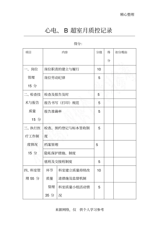 心电、B超室月质控记录