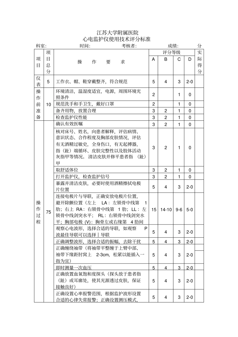 心电监护仪评分标准_第1页