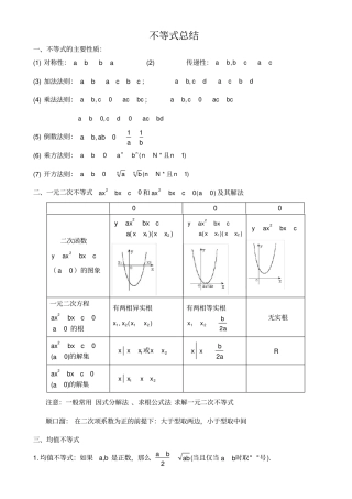 必修五不等式知识点总结