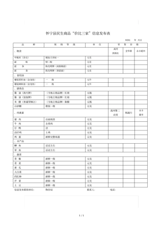 怀宁民生商品价比三家信息发布表