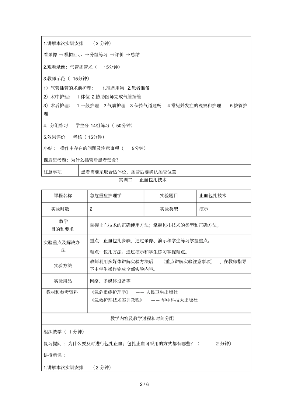 急危重症护理实训指导_第2页