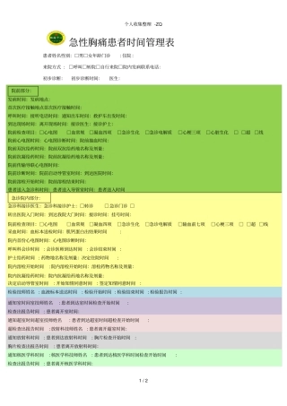 急性胸痛患者时间管理表2016修改