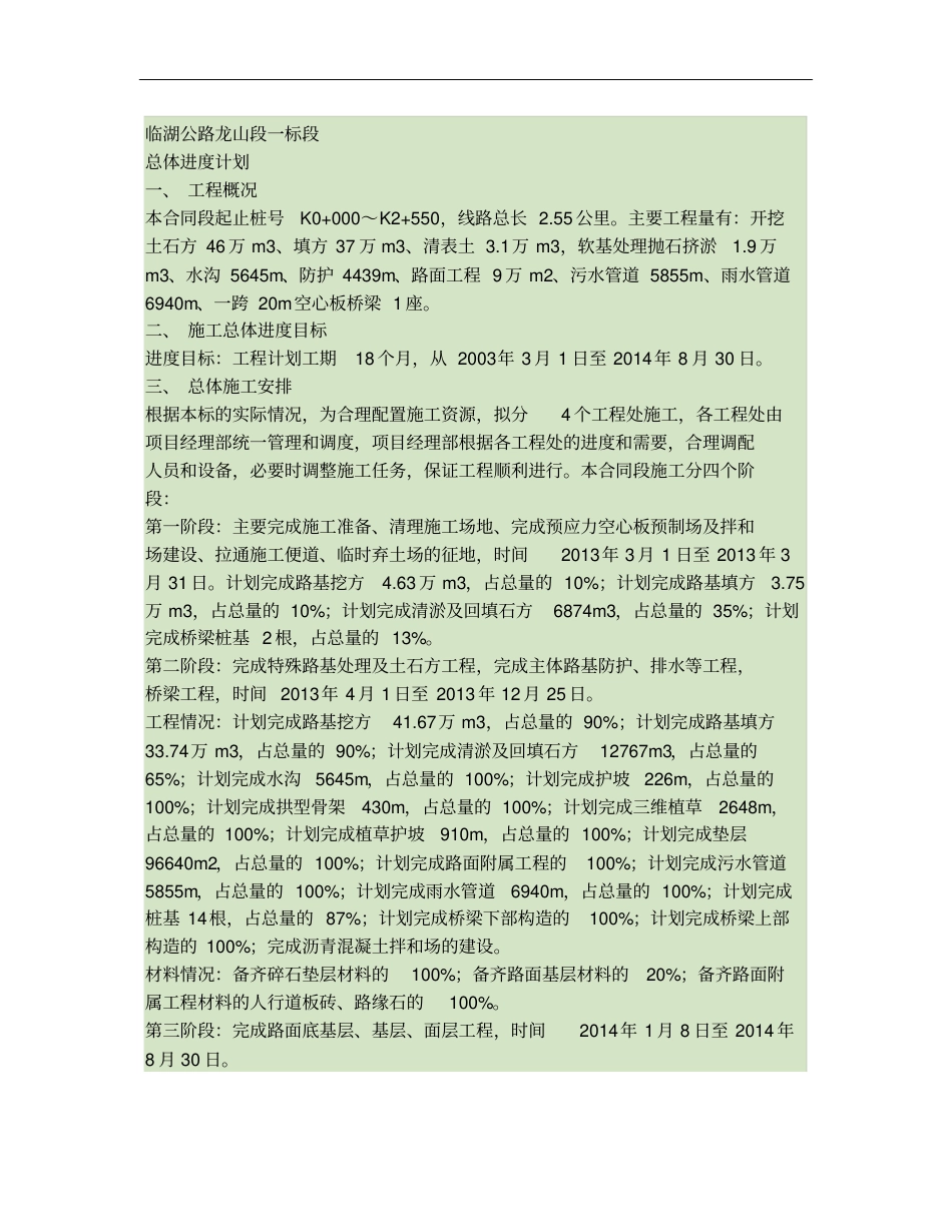 总体进度计划概要_第1页