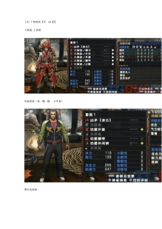 怪物猎人P3全装备是位76件套