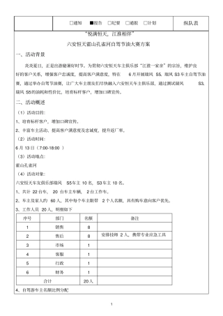 悦满恒天,江淮相伴六安恒天霍山孔雀河自驾节油大赛方案