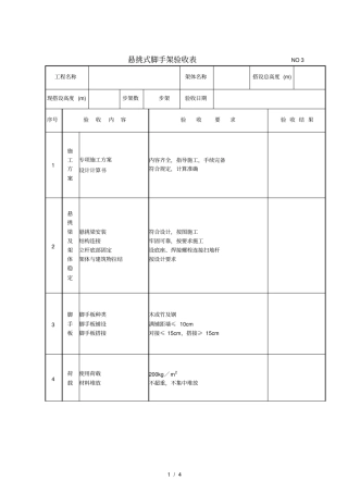悬挑式脚手架验收表