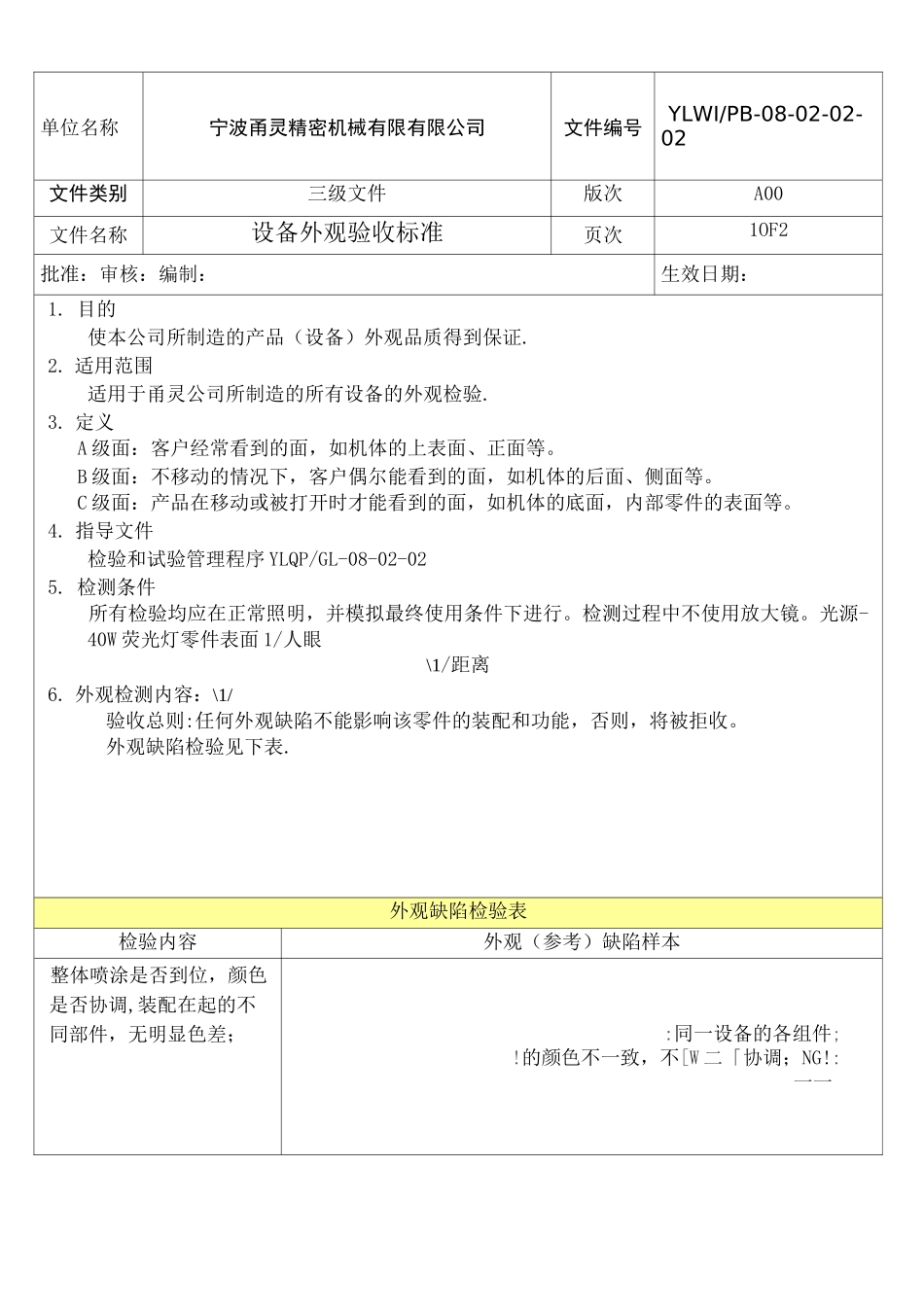 设备外观检验标准完整版_第2页