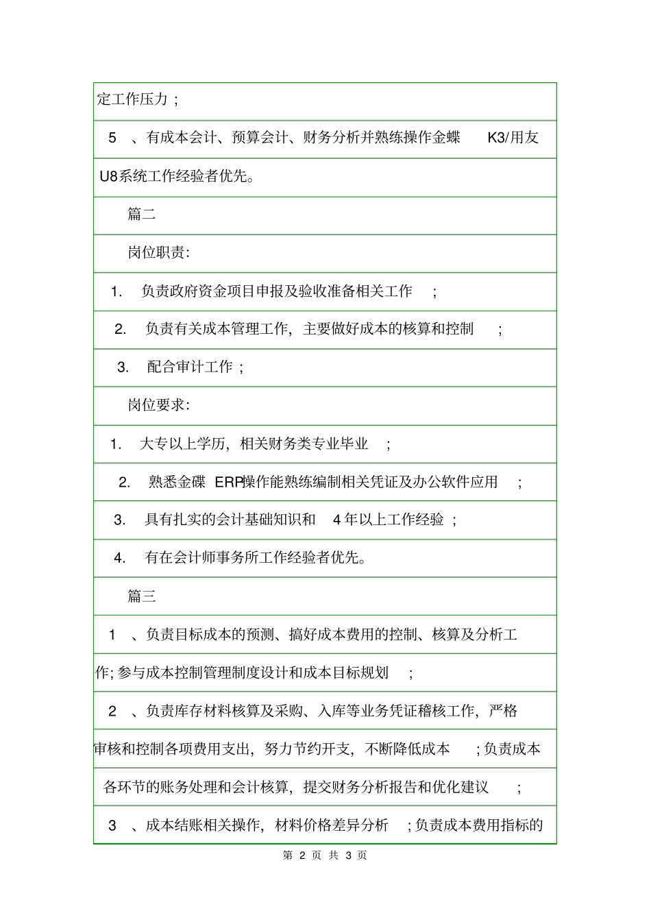 成本会计有哪些岗位职责岗位职责_第2页
