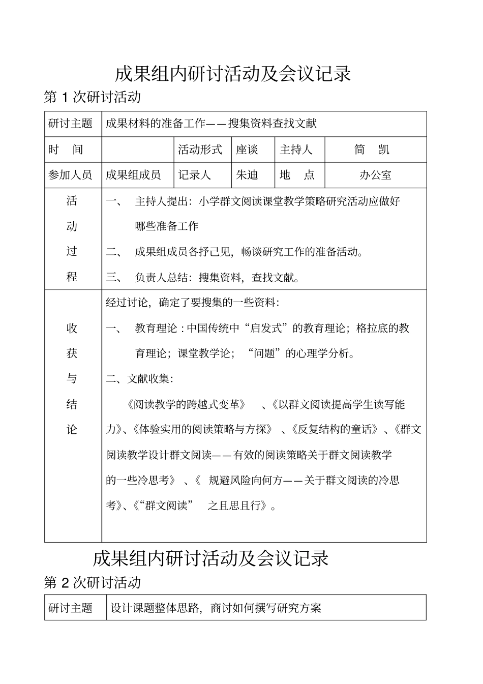 成果组内研讨活动及会议记录_第1页