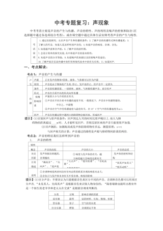 中考 专题复习：声现象