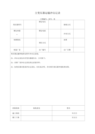 变压器运输冲击记录