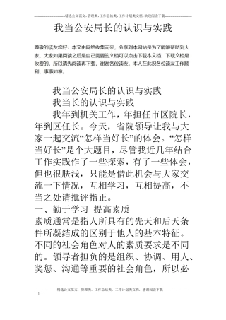 我当公安局长的认识与实践