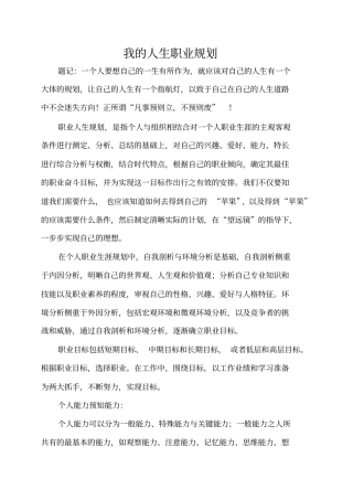 我的人生职业规划