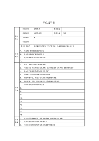 战略发展部-战略规划职位说明书