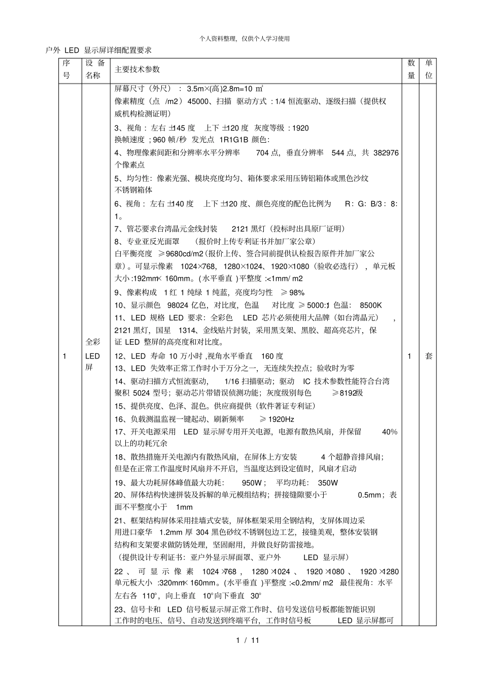 户外LED显示屏详细配置要求_第1页