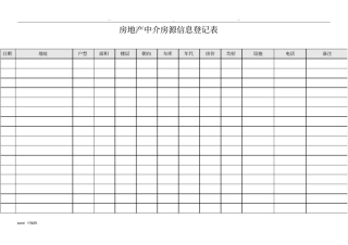 房地产中介房源信息登记表格模板