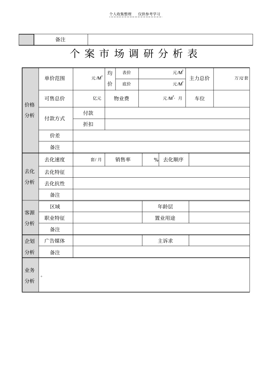 房地产场个案调研分析表_第2页