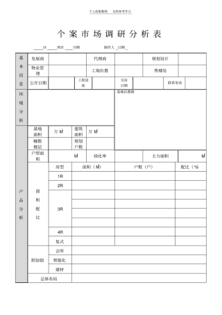 房地产场个案调研分析表