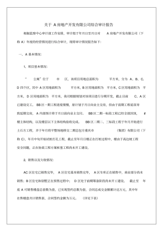 房地产开发公司综合审计报告