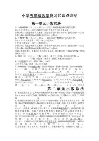 五年级各个知识点整理复习