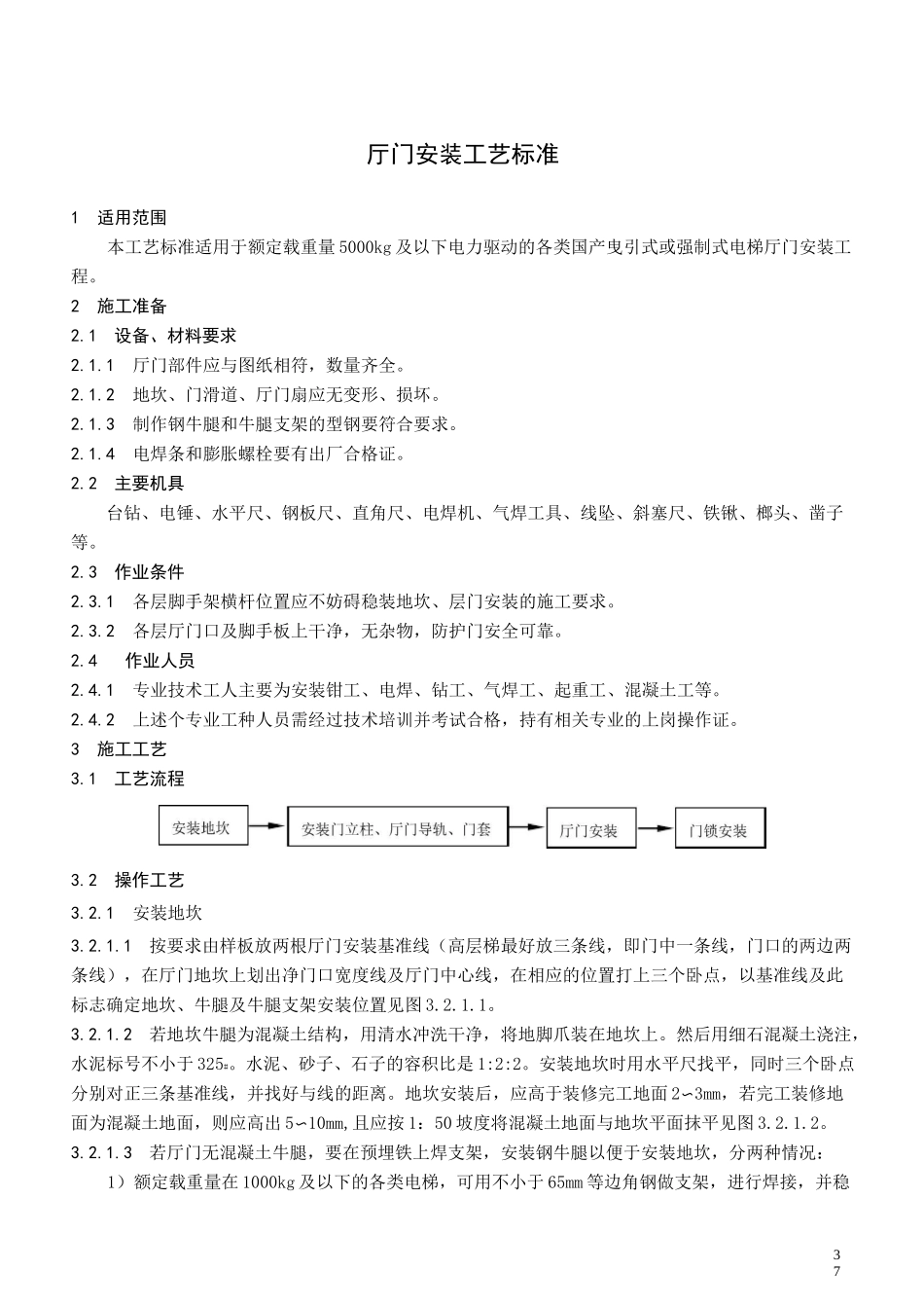 电梯厅门安装工艺标准_第1页