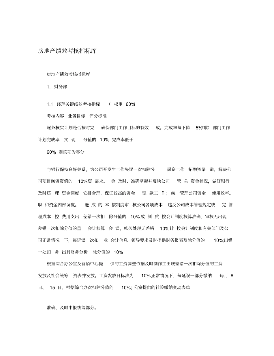 房地产绩效考核指标库_第1页