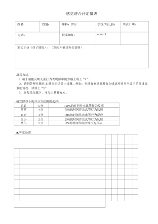 新版感觉统合评定量表