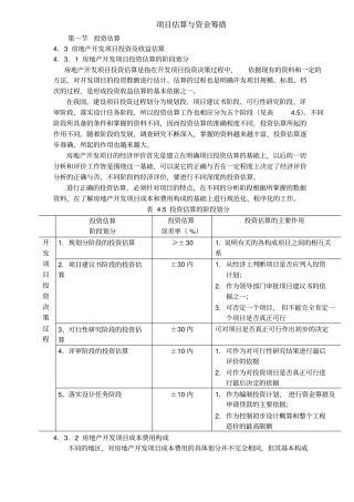 房地产项目估算与资金筹措