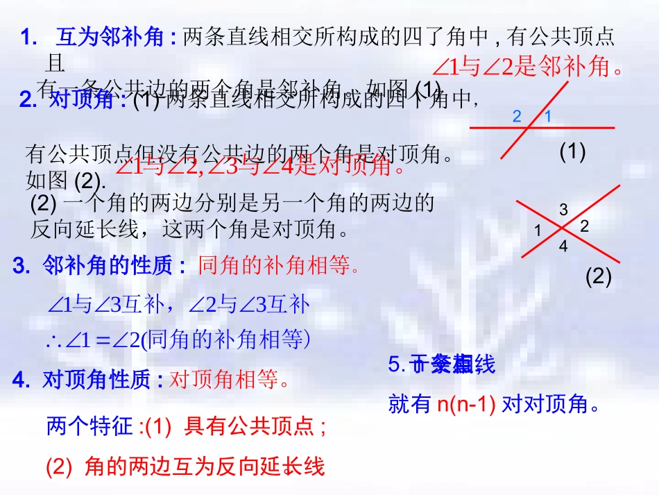 新课改人教版七(下)第五章相交线与平行线复习课件_第3页