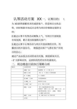 房地产项目认筹活动方案