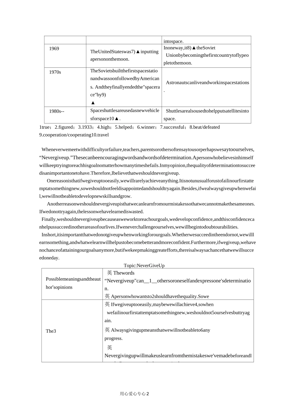 全国高一英语 任务型阅读训练_第2页