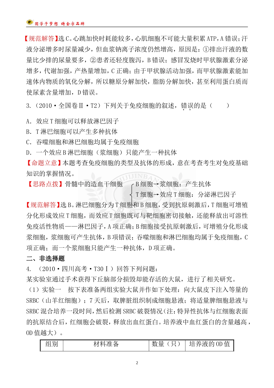 考点6动物生命活动的调节_第2页