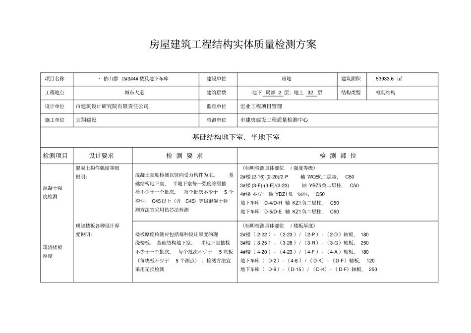 房屋建筑工程结构实体高质量检测方案设计_第1页