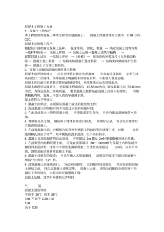 房屋建筑混凝土工程施工方案