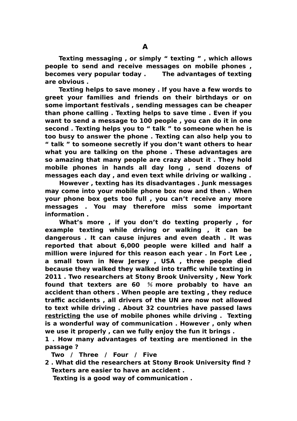 阅读完形试题_第1页