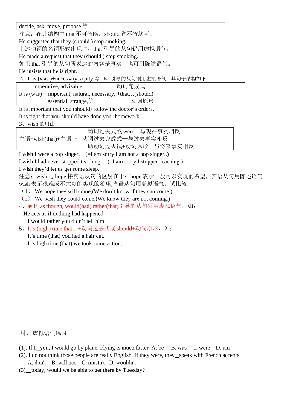 初中虚拟语气讲解练习及答案_第2页