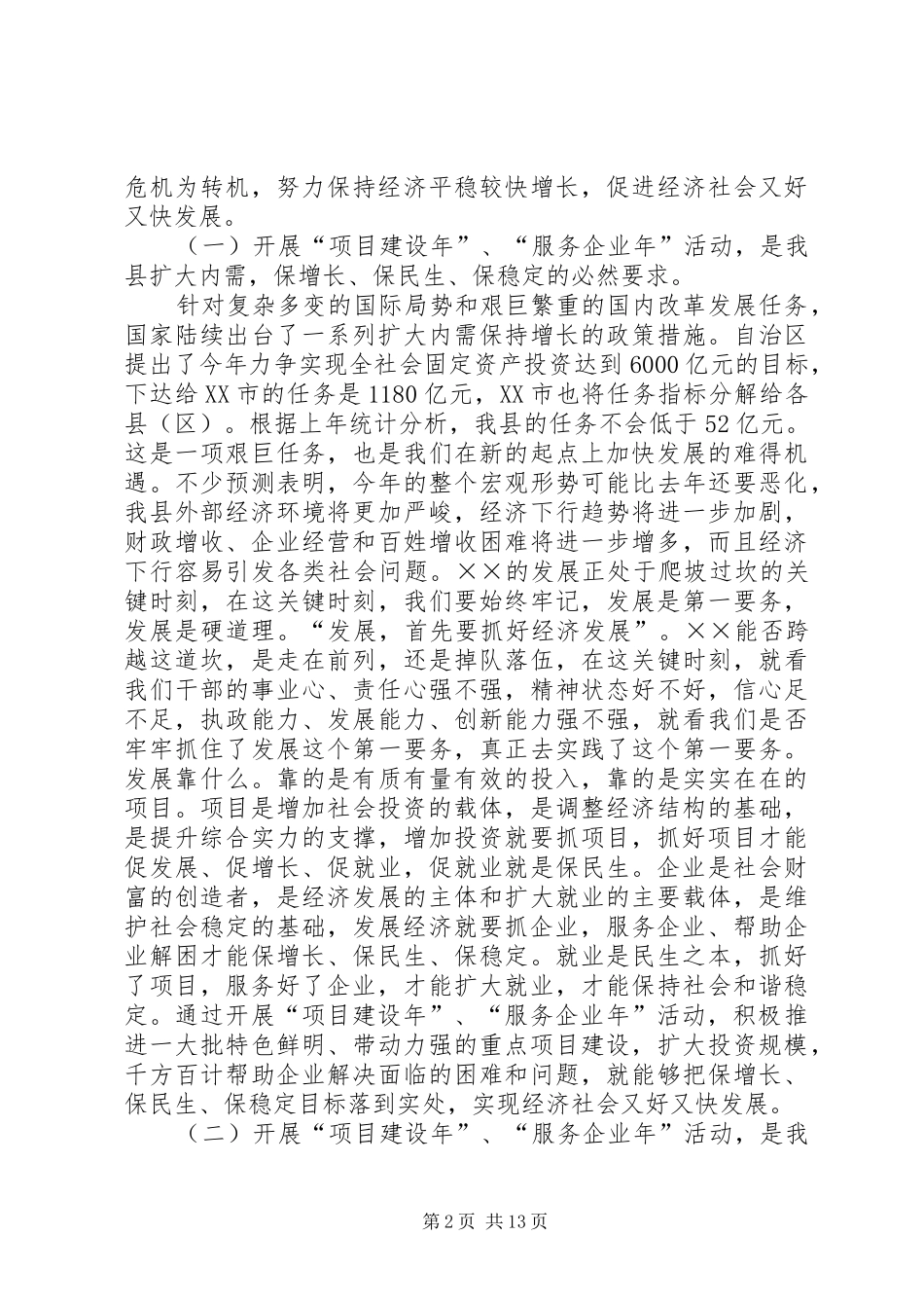 项目建设年企业活动动员会的讲话发言_第2页