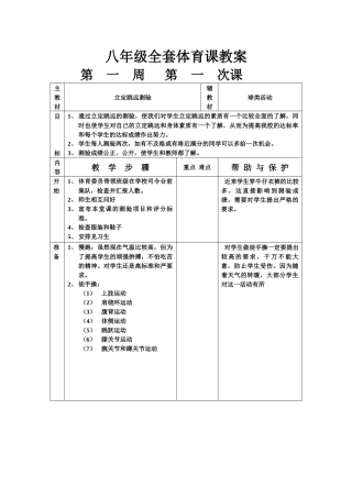 八年级全套体育课教案