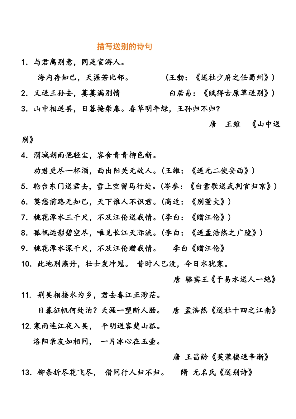 描写送别的诗句_第1页