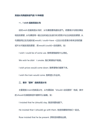 宾语从句用虚拟语气的10种类型